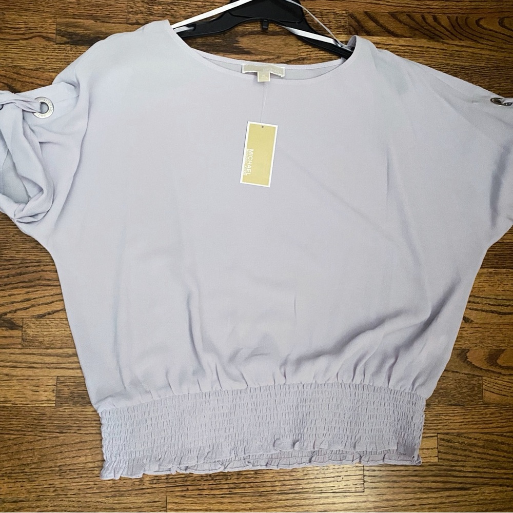 Michael Kors lavender Dolman Sleeve Blouse with ties on sleeves NWT